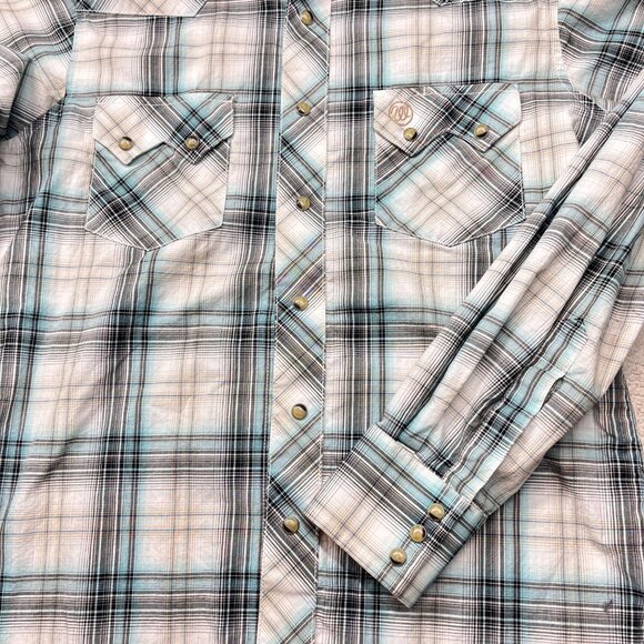 Wrangler Retro Western Plaid Button-Up Shirt men S pearl snap button Cowboy - Picture 7 of 9